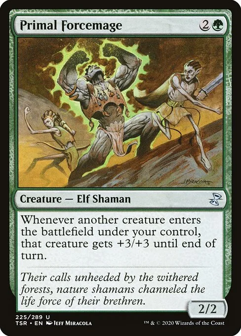 Primal Forcemage, carta Magic di tipo Creature — Elf Shaman illustrata da Jeff Miracola