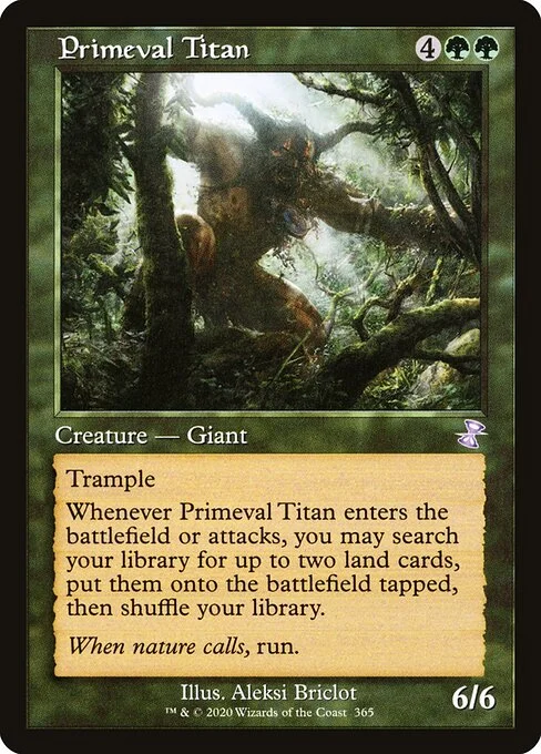 Primeval Titan, carta Magic di tipo Creature — Giant illustrata da Aleksi Briclot