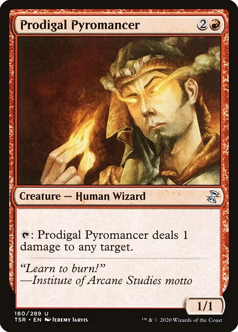 Prodigal Pyromancer, carta Magic di tipo Creature — Human Wizard illustrata da Jeremy Jarvis