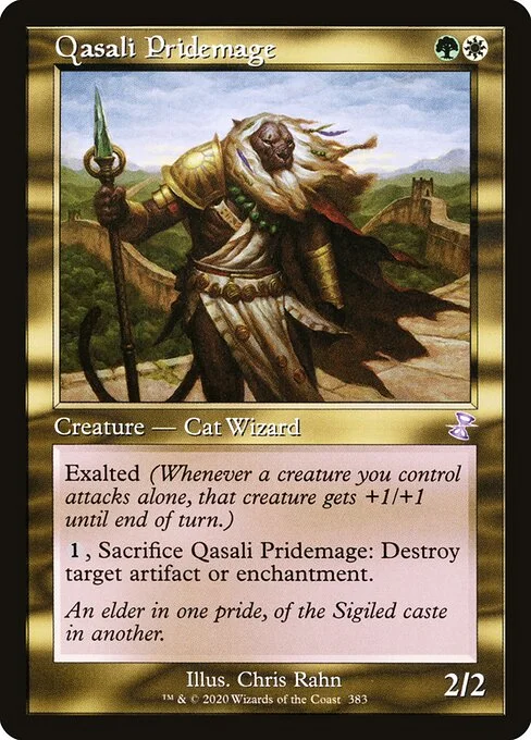 Qasali Pridemage, carta Magic di tipo Creature — Cat Wizard illustrata da Chris Rahn