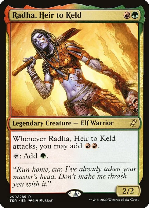 Radha, Heir to Keld, carta Magic di tipo Legendary Creature — Elf Warrior illustrata da Jim Murray