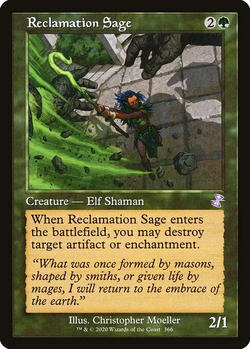 Reclamation Sage, carta Magic di tipo Creature — Elf Shaman illustrata da Christopher Moeller