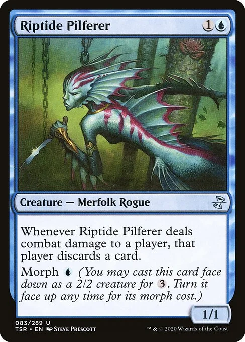 Riptide Pilferer, carta Magic di tipo Creature — Merfolk Rogue illustrata da Steve Prescott