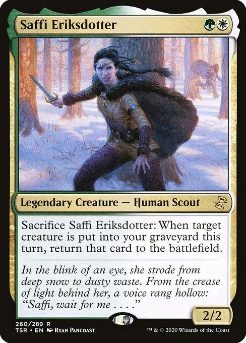 Saffi Eriksdotter, carta Magic di tipo Legendary Creature — Human Scout illustrata da Ryan Pancoast