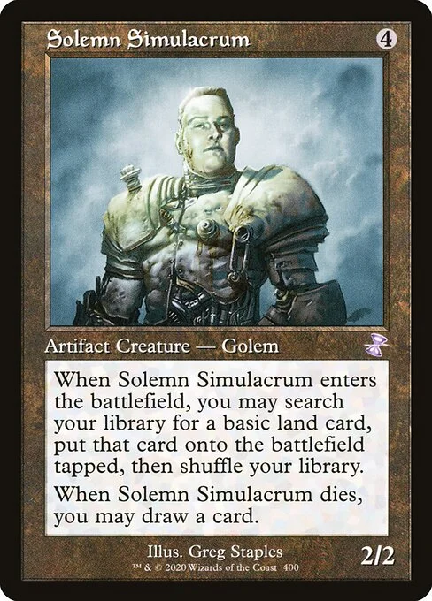 Solemn Simulacrum, carta Magic di tipo Artifact Creature — Golem illustrata da Greg Staples