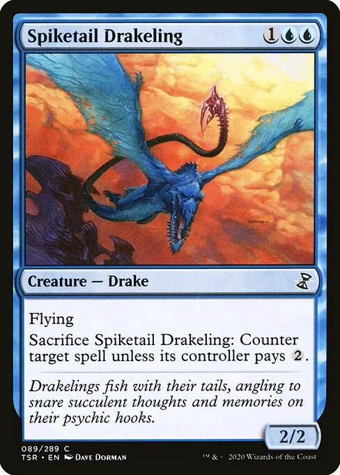 Spiketail Drakeling, carta Magic di tipo Creature — Drake illustrata da Dave Dorman