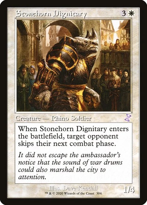 Stonehorn Dignitary, carta Magic di tipo Creature — Rhino Soldier illustrata da Dave Kendall