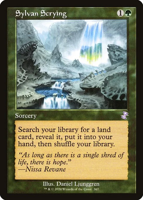 Sylvan Scrying, carta Magic di tipo Sorcery illustrata da Daniel Ljunggren