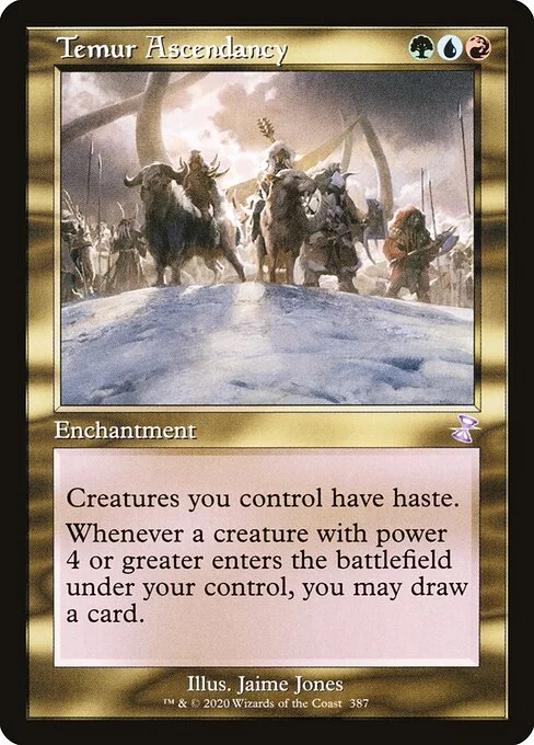 Temur Ascendancy, carta Magic di tipo Enchantment illustrata da Jaime Jones