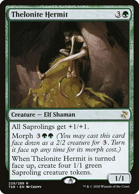 Thelonite Hermit, carta Magic di tipo Creature — Elf Shaman illustrata da Chippy