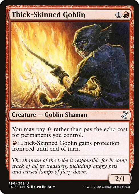 Thick-Skinned Goblin, carta Magic di tipo Creature — Goblin Shaman illustrata da Ralph Horsley