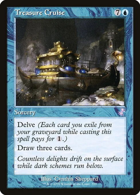 Treasure Cruise, carta Magic di tipo Sorcery illustrata da Cynthia Sheppard