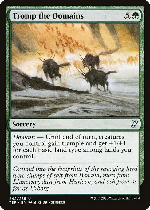 Tromp the Domains, carta Magic di tipo Sorcery illustrata da Mike Dringenberg