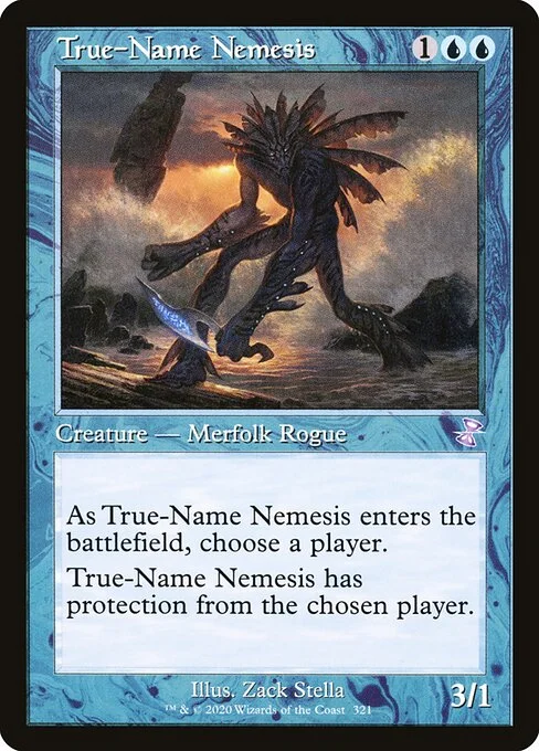 True-Name Nemesis, carta Magic di tipo Creature — Merfolk Rogue illustrata da Zack Stella