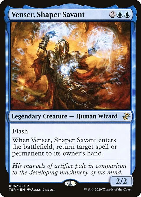 Venser, Shaper Savant, carta Magic di tipo Legendary Creature — Human Wizard illustrata da Aleksi Briclot
