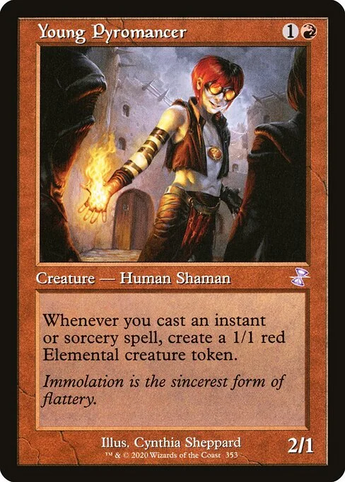 Young Pyromancer, carta Magic di tipo Creature — Human Shaman illustrata da Cynthia Sheppard