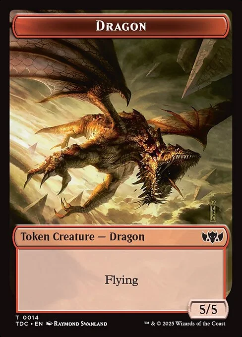 Dragon, carta Magic di tipo Token Creature — Dragon illustrata da Raymond Swanland