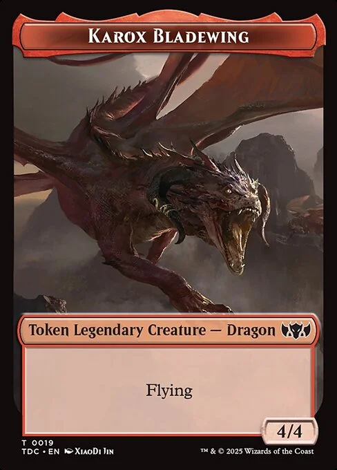 Karox Bladewing, carta Magic di tipo Token Legendary Creature — Dragon illustrata da XiaoDi Jin