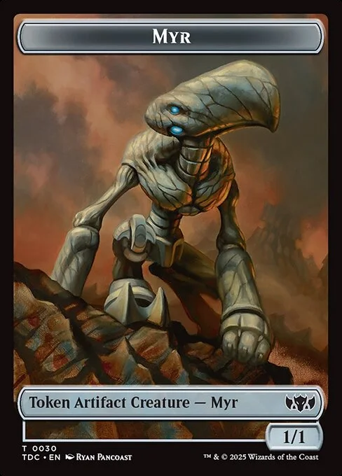 Myr, carta Magic di tipo Token Artifact Creature — Myr illustrata da Ryan Pancoast