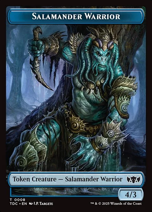 Salamander Warrior, carta Magic di tipo Token Creature — Salamander Warrior illustrata da J.P. Targete