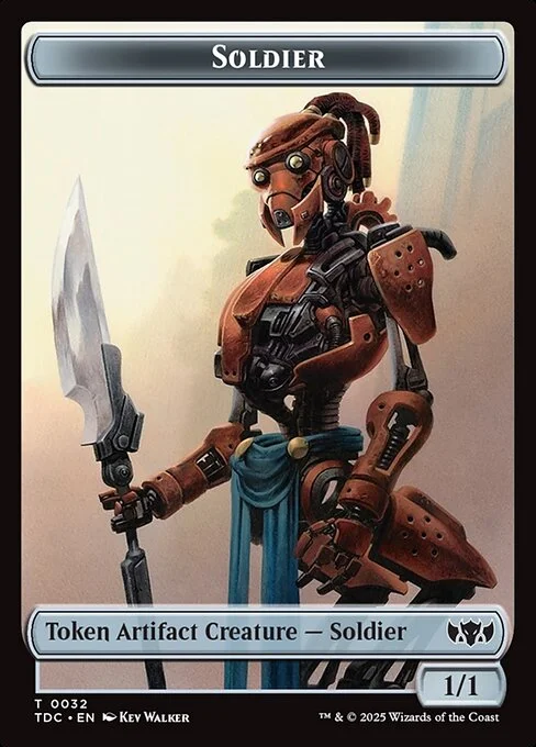 Soldier, carta Magic di tipo Token Artifact Creature — Soldier illustrata da Kev Walker