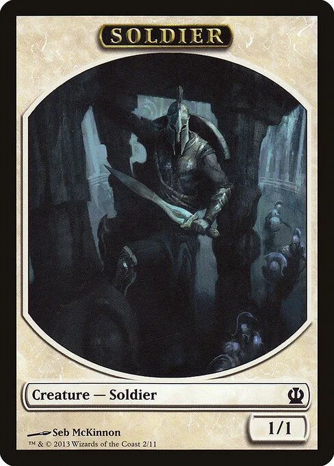 Soldier, carta Magic di tipo Token Creature — Soldier illustrata da Seb McKinnon