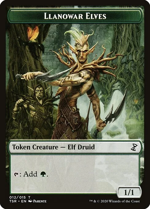 Llanowar Elves, carta Magic di tipo Token Creature — Elf Druid illustrata da Paolo Parente