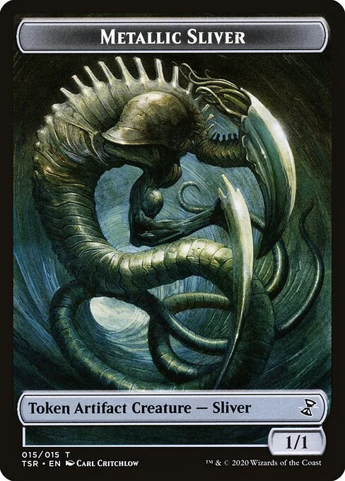 Metallic Sliver, carta Magic di tipo Token Artifact Creature — Sliver illustrata da Carl Critchlow