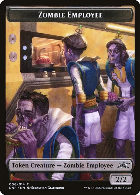 Zombie Employee, carta Magic di tipo Token Creature — Zombie Employee illustrata da Sebastian Giacobino