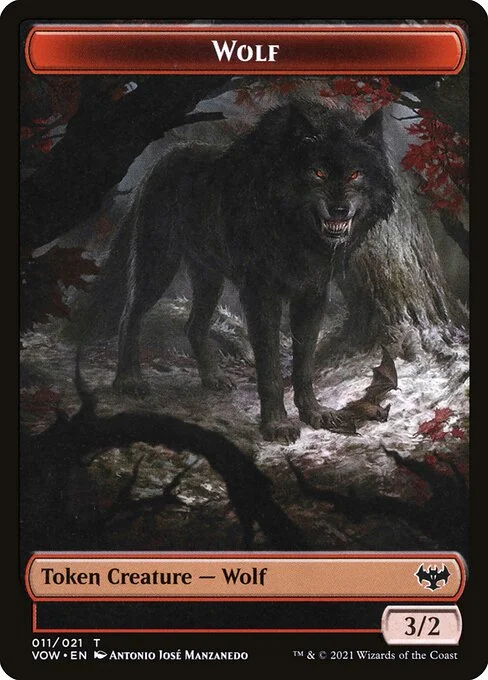 Wolf, carta Magic di tipo Token Creature — Wolf illustrata da Antonio José Manzanedo