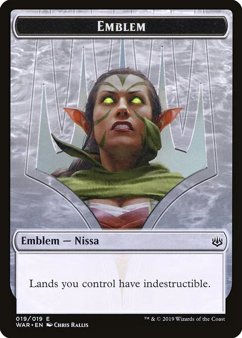 Nissa, Who Shakes the World Emblem, carta Magic di tipo Emblem — Nissa illustrata da Chris Rallis