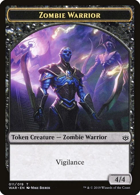 Zombie Warrior, carta Magic di tipo Token Creature — Zombie Warrior illustrata da Mike Bierek