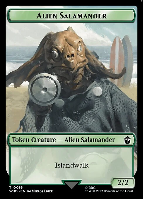 Alien Salamander, carta Magic di tipo Token Creature — Alien Salamander illustrata da Miklós Ligeti