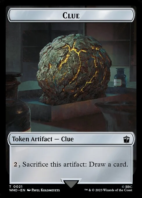 Clue, carta Magic di tipo Token Artifact — Clue illustrata da Pavel Kolomeyets