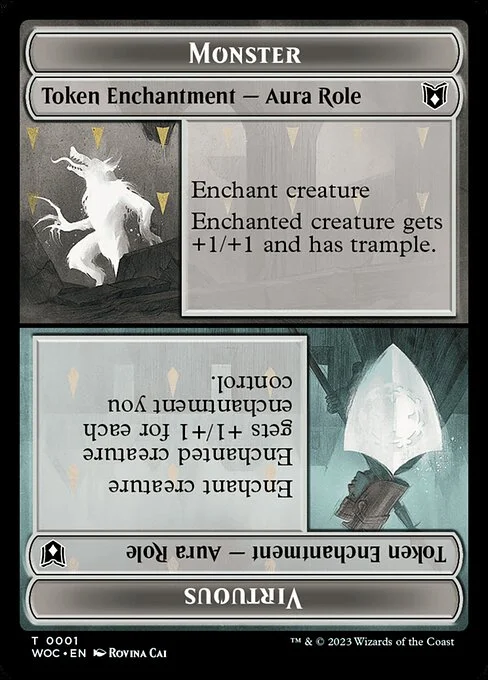 Monster // Virtuous, carta Magic di tipo Token Enchantment — Aura Role // Token Enchantment — Aura Role illustrata da Rovina Cai
