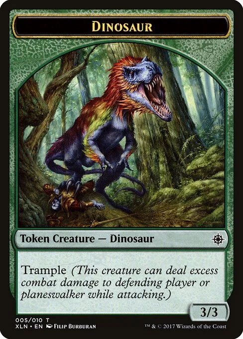 Dinosaur, carta Magic di tipo Token Creature — Dinosaur illustrata da Filip Burburan