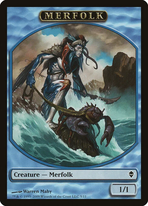 Merfolk, carta Magic di tipo Token Creature — Merfolk illustrata da Warren Mahy