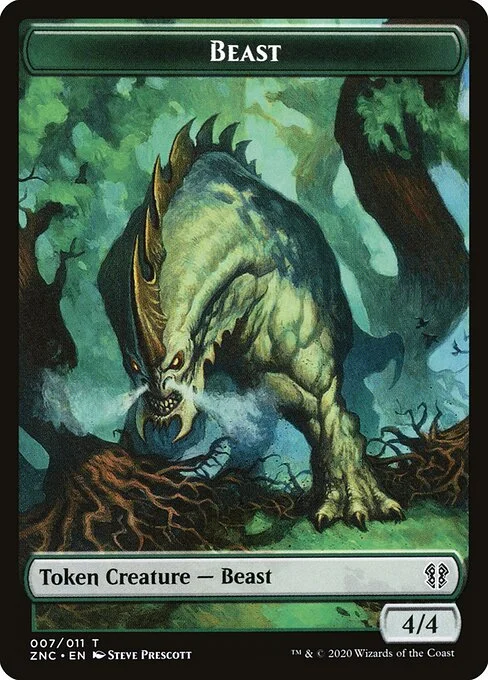 Beast, carta Magic di tipo Token Creature — Beast illustrata da Steve Prescott