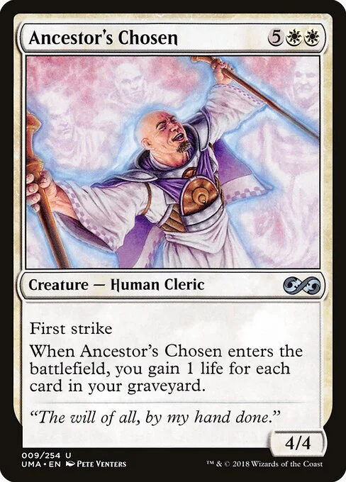 Ancestor's Chosen, carta Magic di tipo Creature — Human Cleric illustrata da Pete Venters