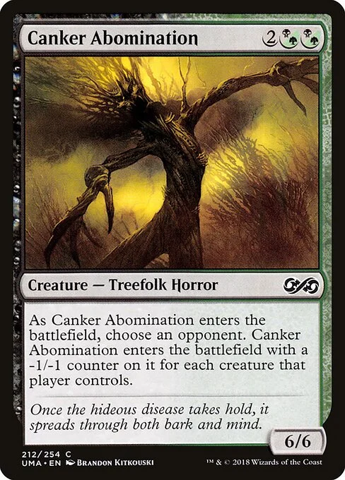 Canker Abomination, carta Magic di tipo Creature — Treefolk Horror illustrata da Brandon Kitkouski