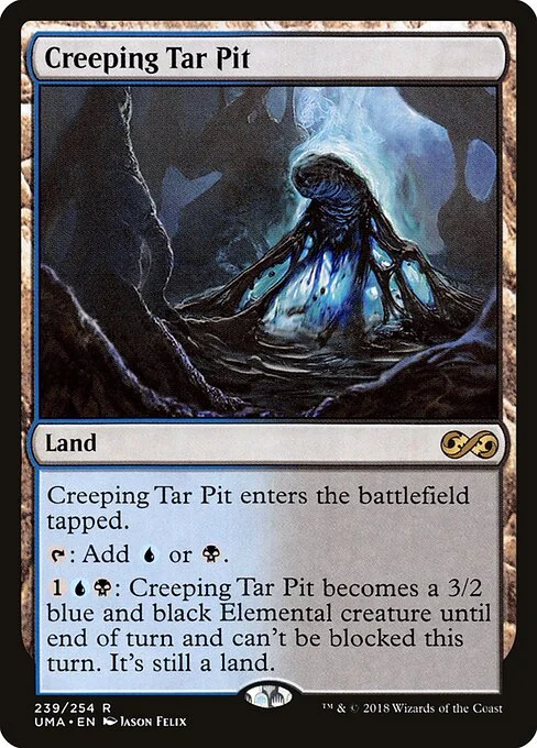 Creeping Tar Pit, carta Magic di tipo Land illustrata da Jason Felix