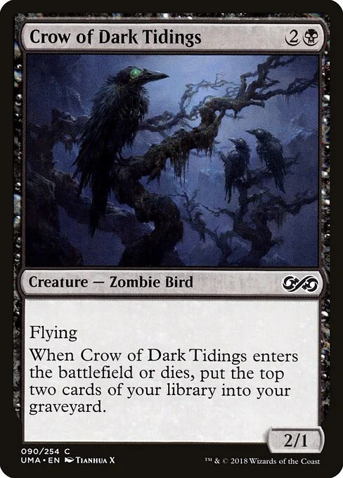 Crow of Dark Tidings, carta Magic di tipo Creature — Zombie Bird illustrata da Tianhua X