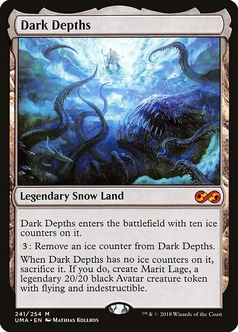 Dark Depths, carta Magic di tipo Legendary Snow Land illustrata da Mathias Kollros