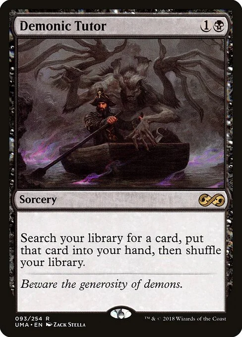 Demonic Tutor, carta Magic di tipo Sorcery illustrata da Zack Stella
