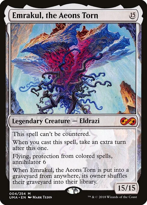 Emrakul, the Aeons Torn, carta Magic di tipo Legendary Creature — Eldrazi illustrata da Mark Tedin