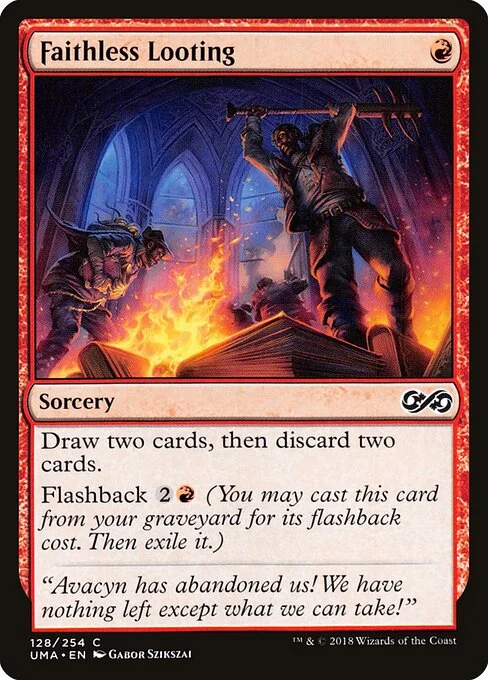 Faithless Looting, carta Magic di tipo Sorcery illustrata da Gabor Szikszai