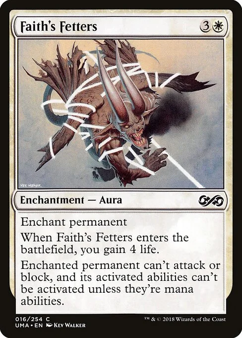 Faith's Fetters, carta Magic di tipo Enchantment — Aura illustrata da Kev Walker