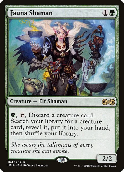Fauna Shaman, carta Magic di tipo Creature — Elf Shaman illustrata da Steve Prescott