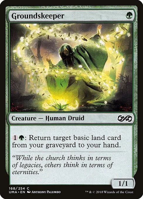 Groundskeeper, carta Magic di tipo Creature — Human Druid illustrata da Anthony Palumbo