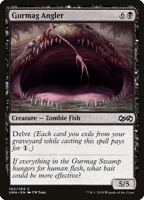 Gurmag Angler, carta Magic di tipo Creature — Zombie Fish illustrata da YW Tang